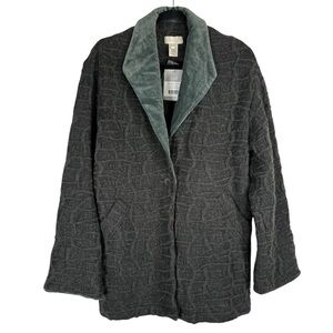 J. Jill Women's XS Juniper Textured Coat Wool Velvet Velour Button Front NWT New